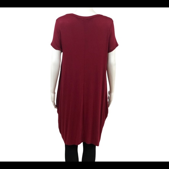 Love In Womans Size L Tunic Top Dress boho Blouson Oversized Red Wine Pocket - Picture 8 of 13